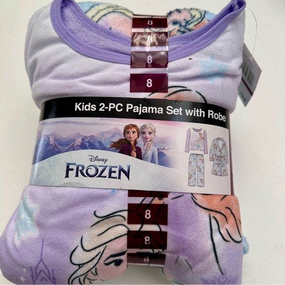 Disney Frozen Robe & 2 Pc Pajamas Girls' Size 8 Lilac & Blue Multi MSRP $60 NWT! - Picture 1 of 8